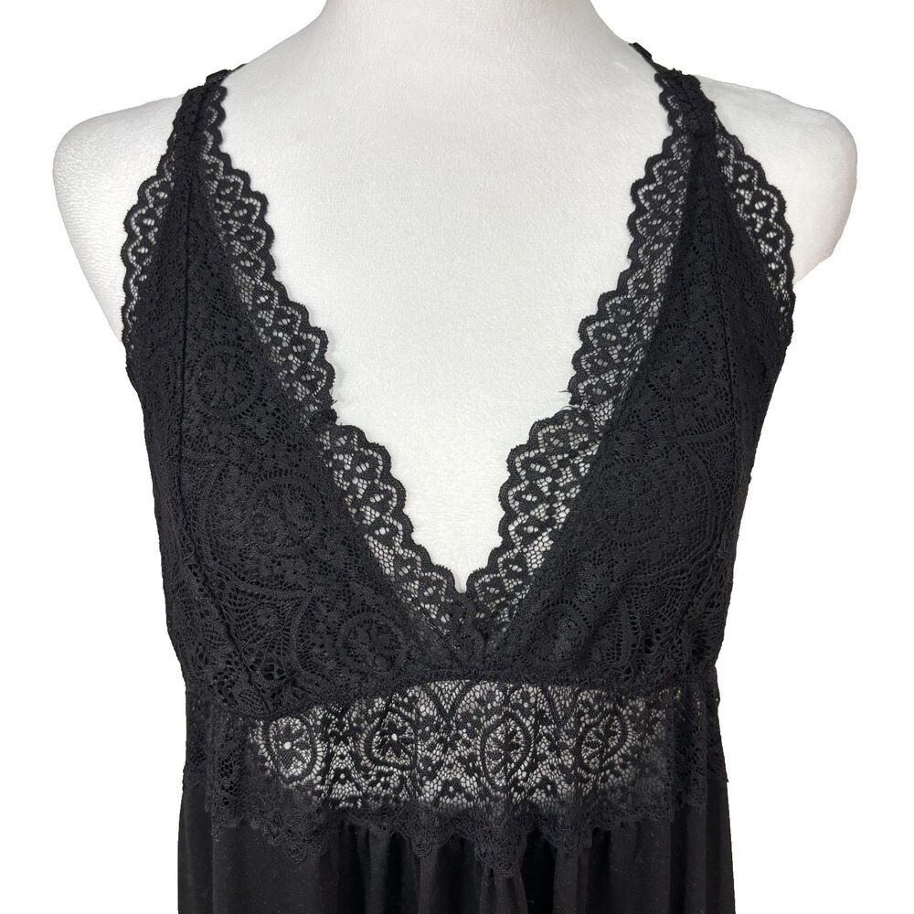 Linea Donatella Slip Dress Sz L‎ Lace Babydoll Whimsigoth Dark Fairy Festival - Picture 2 of 9